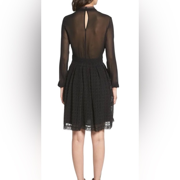 AllSaints Lilith Eyelet Fit & Flare Black Semi Sheer Dress Size 4 - Picture 2 of 10